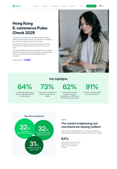 Optimistic Hong Kong Ecommerce Merchants Report Growth, But Hidden Payment Friction Is Eroding Up to 10% of Revenue, Aspire Report Finds